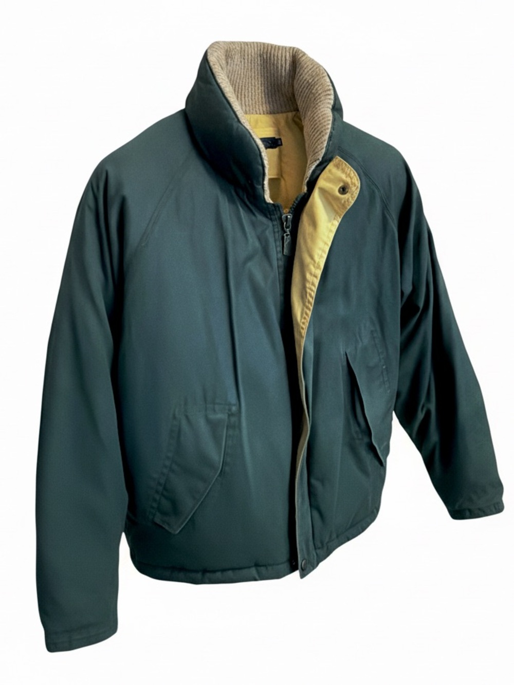 VTG Men’s Nautica Goose Down Puffer Coat | Green | Leather Arm Patches | Large - Picture 4 of 15